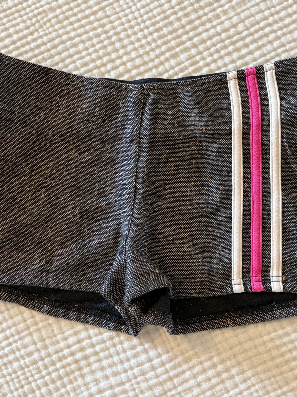 Adidas Athletic Short Marled Charcoal w/Pink Logo across Back Sz S
